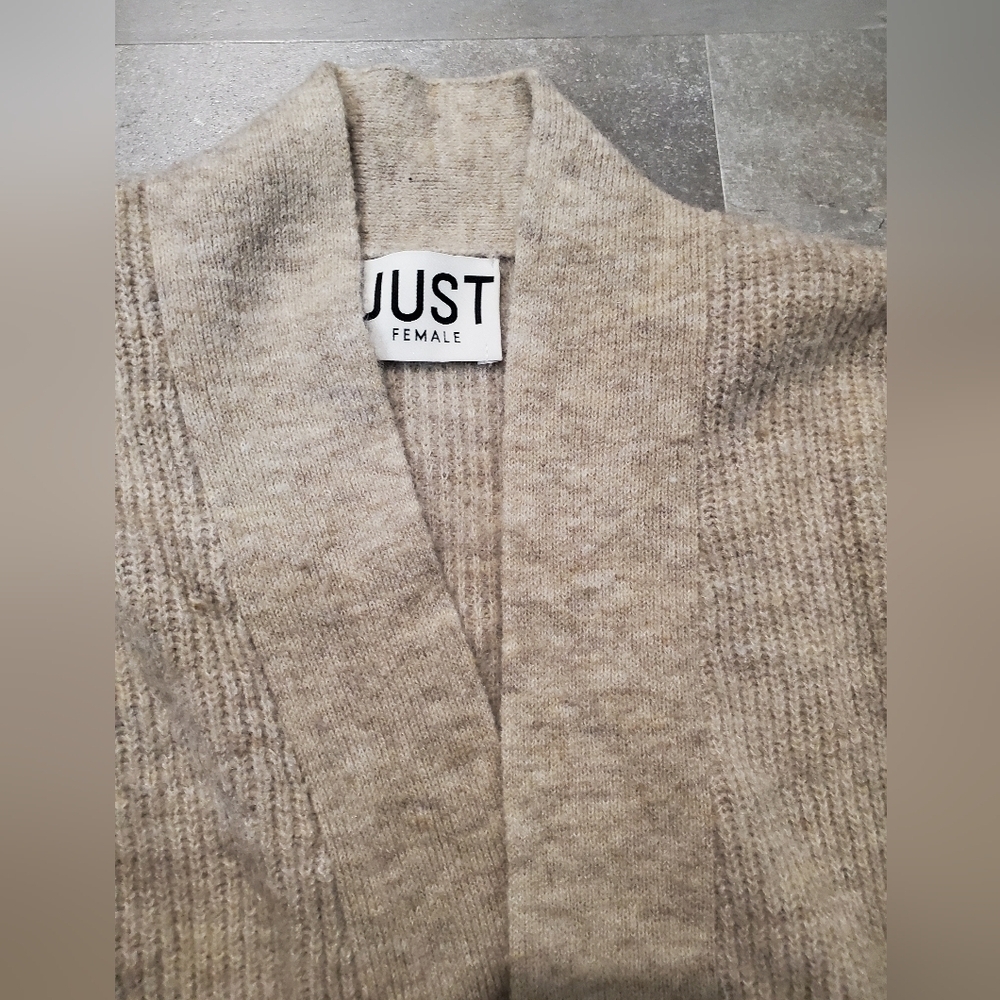 Just Female "Allow Maxi Cardigan". Open Front. Knit. Ribbed Parts. Wool, Alpaga. - Picture 5 of 13